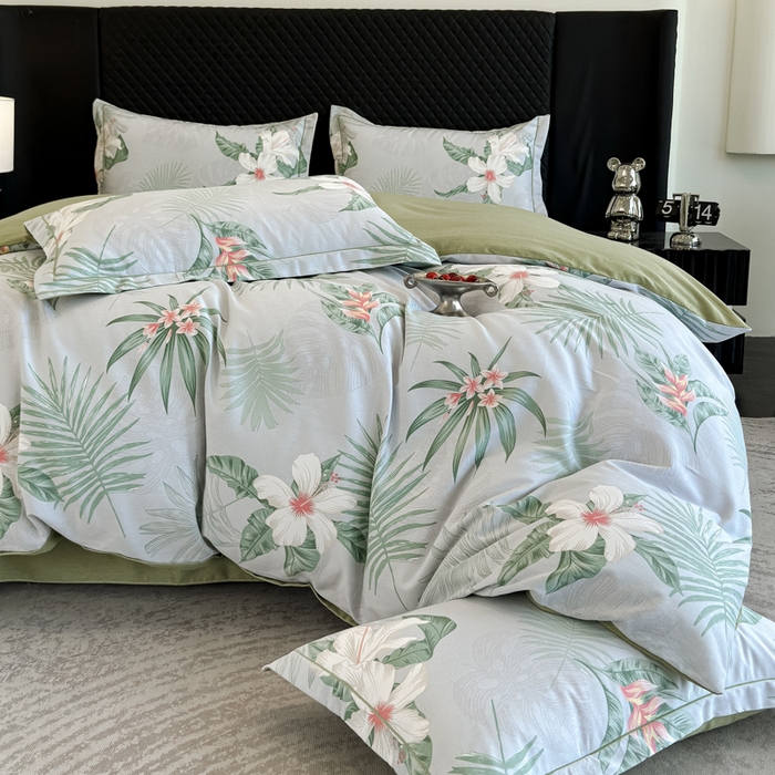 91家纺网 家纺一手货源 找家纺 曲之慕 2025直播爆款纯棉磨毛 高克重加厚全棉磨毛印花四件套 花城秘境