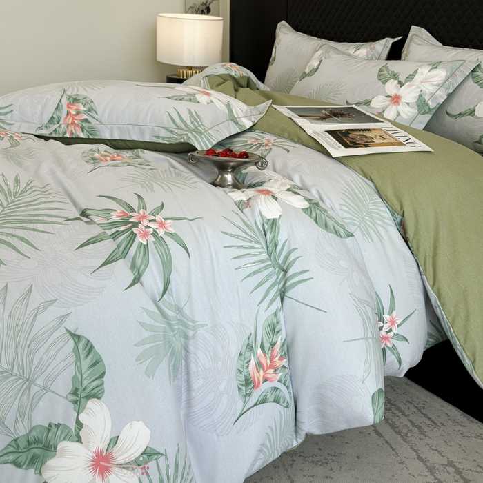 91家纺网 家纺一手货源 找家纺 曲之慕 2025直播爆款纯棉磨毛 高克重加厚全棉磨毛印花四件套 花城秘境