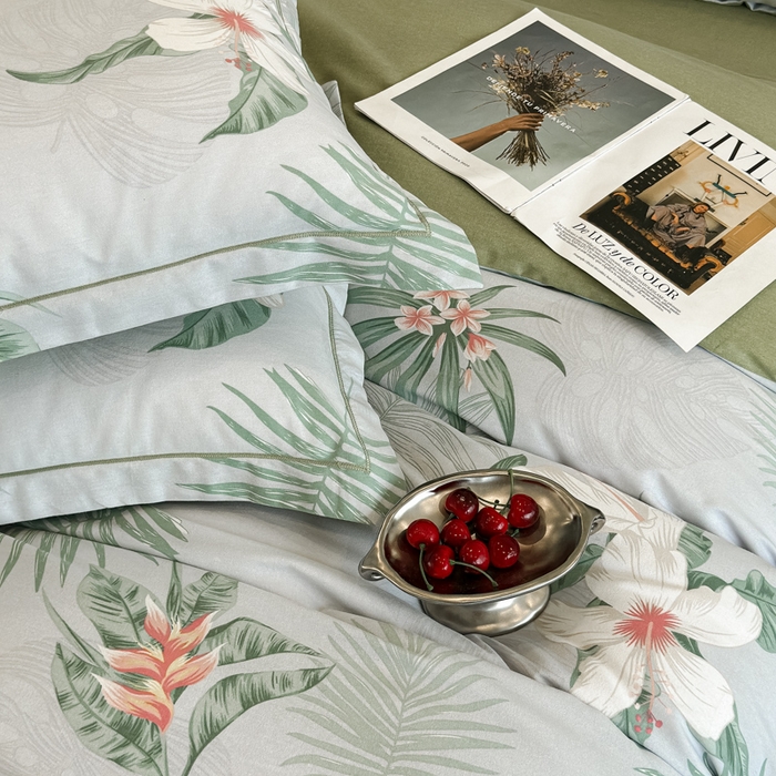 91家纺网 家纺一手货源 找家纺 曲之慕 2025直播爆款纯棉磨毛 高克重加厚全棉磨毛印花四件套 花城秘境