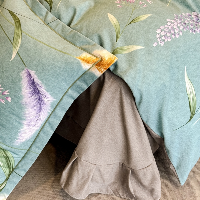 91家纺网 家纺一手货源 找家纺 曲之慕 2025直播爆款纯棉磨毛 高克重加厚全棉磨毛印花四件套 花穗-蓝