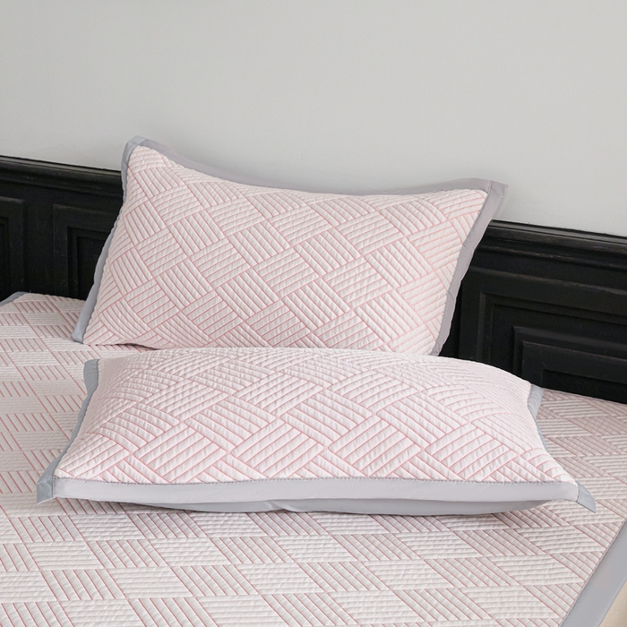 91家纺网 家纺一手货源 找家纺 欧邦 2025新款外贸热销加厚菱形Pe中分子凉感豆豆软席 菱形-粉 床席款