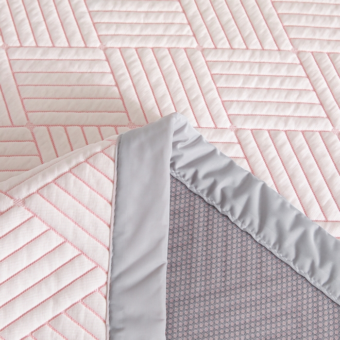 91家纺网 家纺一手货源 找家纺 欧邦 2025新款外贸热销加厚菱形Pe中分子凉感豆豆软席 菱形-粉 床席款