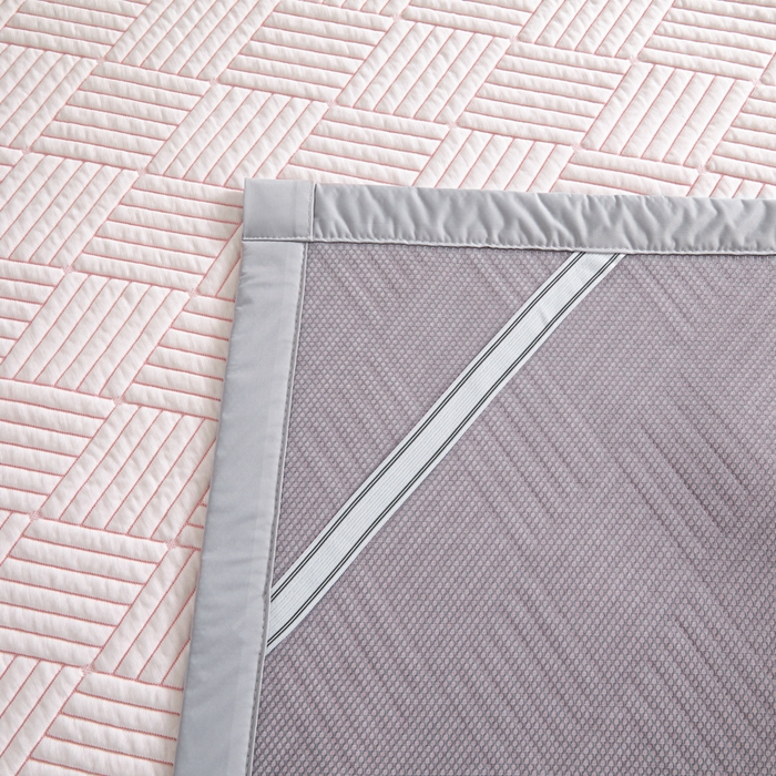 91家纺网 家纺一手货源 找家纺 欧邦 2025新款外贸热销加厚菱形Pe中分子凉感豆豆软席 菱形-粉 床席款