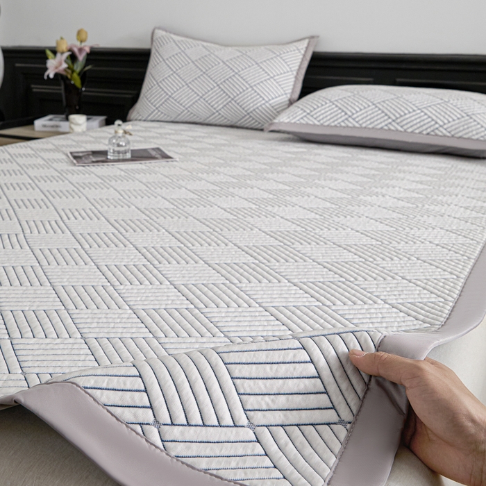 91家纺网 家纺一手货源 找家纺 欧邦 2025新款外贸热销加厚菱形Pe中分子凉感豆豆软席 菱形-灰 床席款