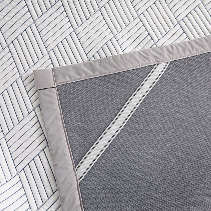 91家纺网 家纺一手货源 找家纺 欧邦 2025新款外贸热销加厚菱形Pe中分子凉感豆豆软席 菱形-灰 床席款