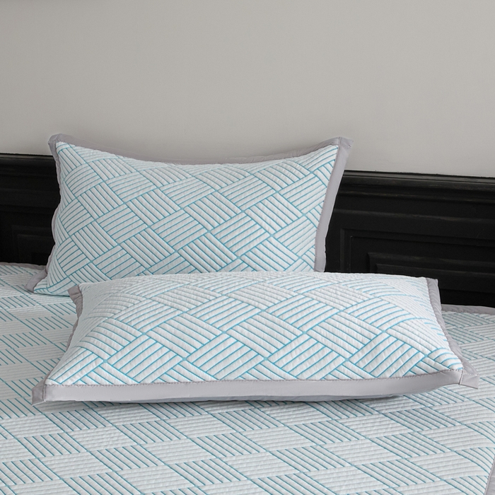 91家纺网 家纺一手货源 找家纺 欧邦 2025新款外贸热销加厚菱形Pe中分子凉感豆豆软席 菱形-蓝 床席款