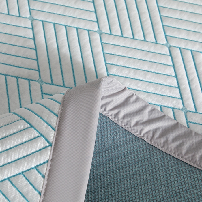 91家纺网 家纺一手货源 找家纺 欧邦 2025新款外贸热销加厚菱形Pe中分子凉感豆豆软席 菱形-蓝 床席款