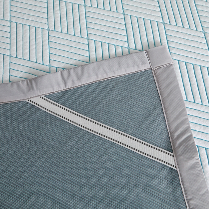 91家纺网 家纺一手货源 找家纺 欧邦 2025新款外贸热销加厚菱形Pe中分子凉感豆豆软席 菱形-蓝 床席款