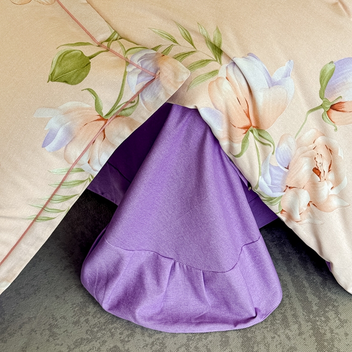 91家纺网 家纺一手货源 找家纺 曲之慕 2025直播爆款纯棉磨毛 高克重加厚全棉磨毛印花四件套 花与梦-粉