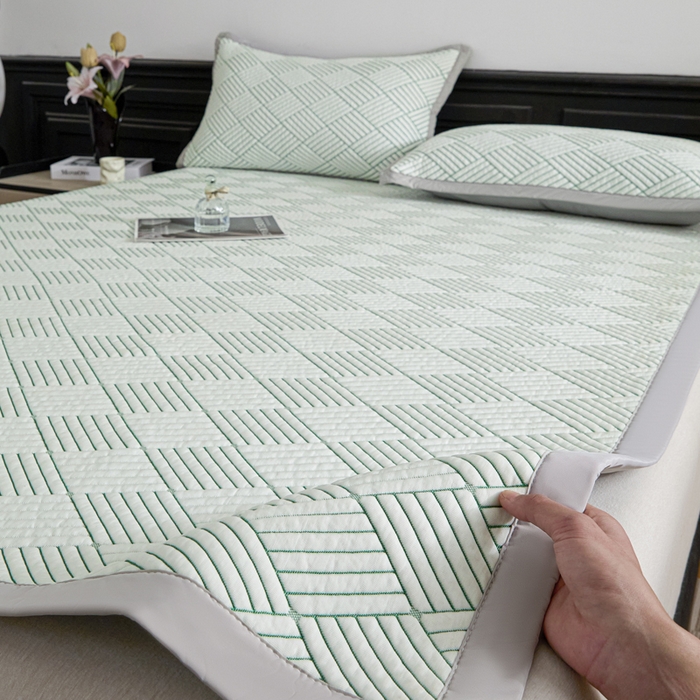 91家纺网 家纺一手货源 找家纺 欧邦 2025新款外贸热销加厚菱形Pe中分子凉感豆豆软席 菱形-绿 床席款