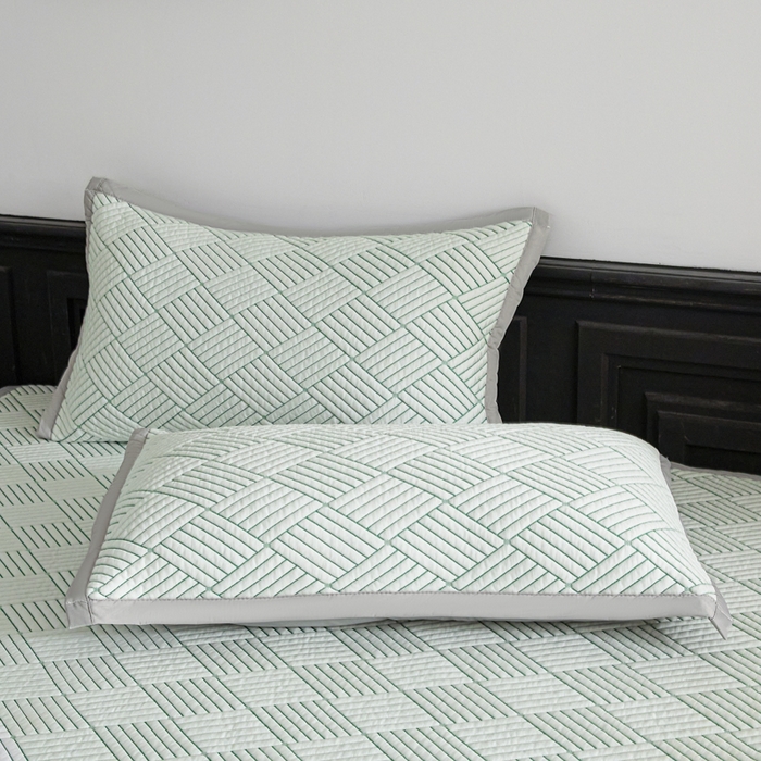 91家纺网 家纺一手货源 找家纺 欧邦 2025新款外贸热销加厚菱形Pe中分子凉感豆豆软席 菱形-绿 床席款