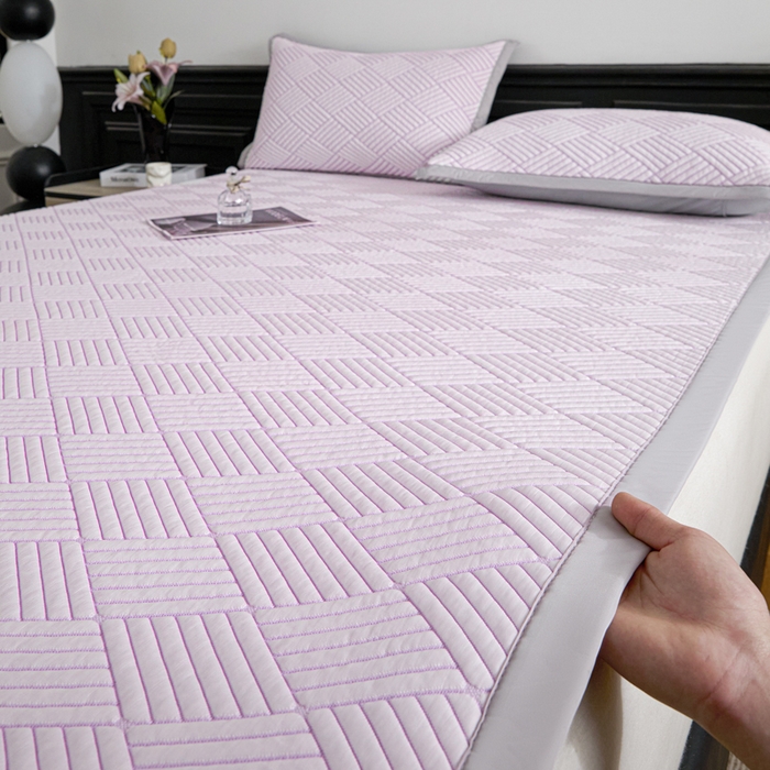 91家纺网 家纺一手货源 找家纺 欧邦 2025新款外贸热销加厚菱形Pe中分子凉感豆豆软席 菱形-紫 床席款