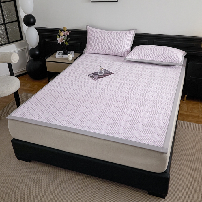 91家纺网 家纺一手货源 找家纺 欧邦 2025新款外贸热销加厚菱形Pe中分子凉感豆豆软席 菱形-紫 床席款