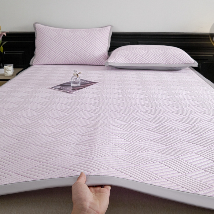 91家纺网 家纺一手货源 找家纺 欧邦 2025新款外贸热销加厚菱形Pe中分子凉感豆豆软席 菱形-紫 床席款