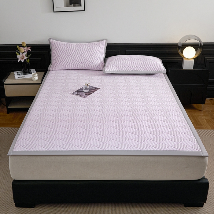 91家纺网 家纺一手货源 找家纺 欧邦 2025新款外贸热销加厚菱形Pe中分子凉感豆豆软席 菱形-紫 床席款