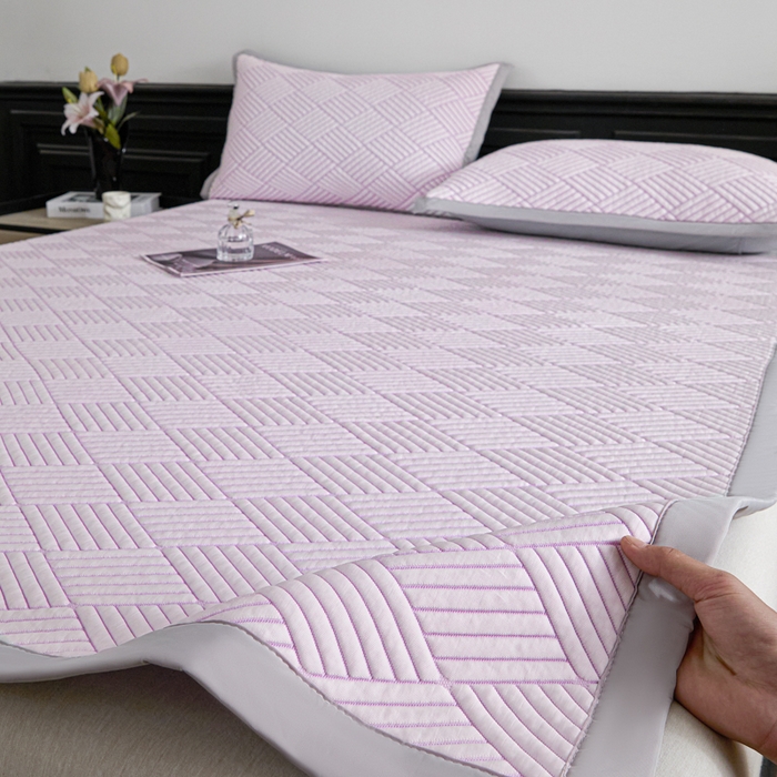 91家纺网 家纺一手货源 找家纺 欧邦 2025新款外贸热销加厚菱形Pe中分子凉感豆豆软席 菱形-紫 床席款