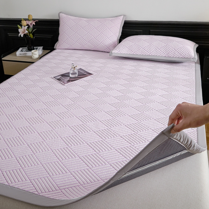 91家纺网 家纺一手货源 找家纺 欧邦 2025新款外贸热销加厚菱形Pe中分子凉感豆豆软席 菱形-紫 床席款