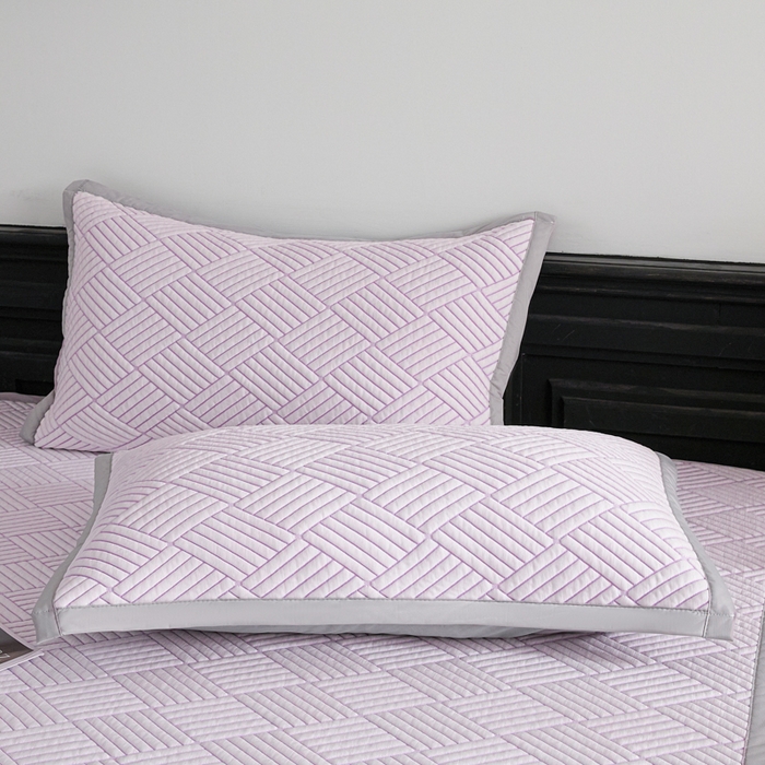 91家纺网 家纺一手货源 找家纺 欧邦 2025新款外贸热销加厚菱形Pe中分子凉感豆豆软席 菱形-紫 床席款