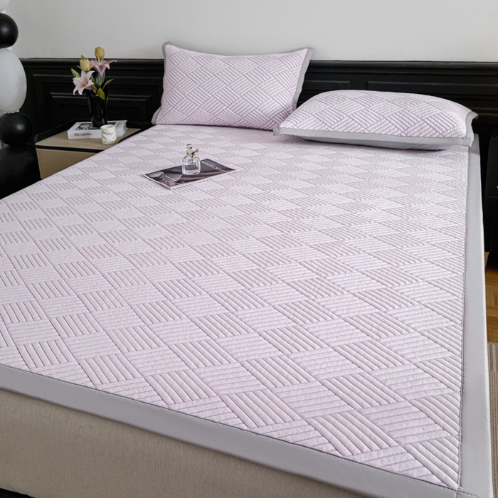 91家纺网 家纺一手货源 找家纺 欧邦 2025新款外贸热销加厚菱形Pe中分子凉感豆豆软席 菱形-紫 床席款