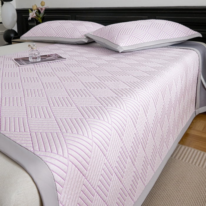 91家纺网 家纺一手货源 找家纺 欧邦 2025新款外贸热销加厚菱形Pe中分子凉感豆豆软席 菱形-紫 床席款