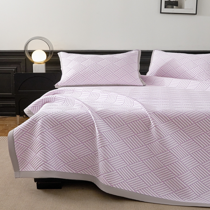 91家纺网 家纺一手货源 找家纺 欧邦 2025新款外贸热销加厚菱形Pe中分子凉感豆豆软席 菱形-紫 床席款