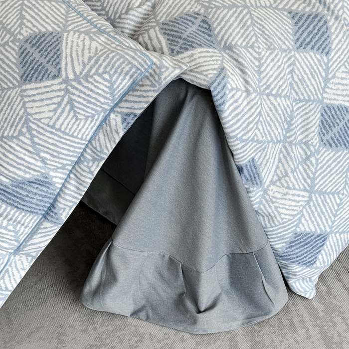 91家纺网 家纺一手货源 找家纺 曲之慕 2025直播爆款纯棉磨毛 高克重加厚全棉磨毛印花四件套 街角咖啡-蓝