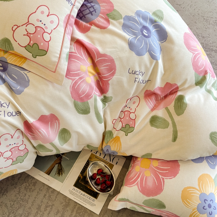 91家纺网 家纺一手货源 找家纺 曲之慕 2025直播爆款纯棉磨毛 高克重加厚全棉磨毛印花四件套 岚语-米