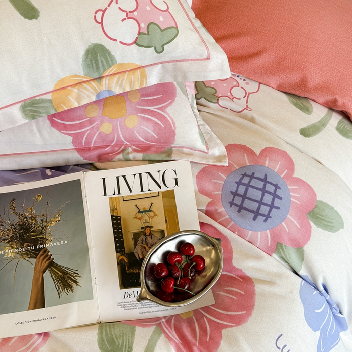 91家纺网 家纺一手货源 找家纺 曲之慕 2025直播爆款纯棉磨毛 高克重加厚全棉磨毛印花四件套 岚语-米