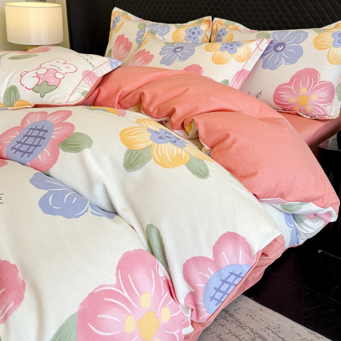 91家纺网 家纺一手货源 找家纺 曲之慕 2025直播爆款纯棉磨毛 高克重加厚全棉磨毛印花四件套 岚语-米