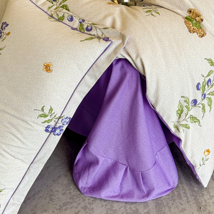 91家纺网 家纺一手货源 找家纺 曲之慕 2025直播爆款纯棉磨毛 高克重加厚全棉磨毛印花四件套 萌熊花园-米