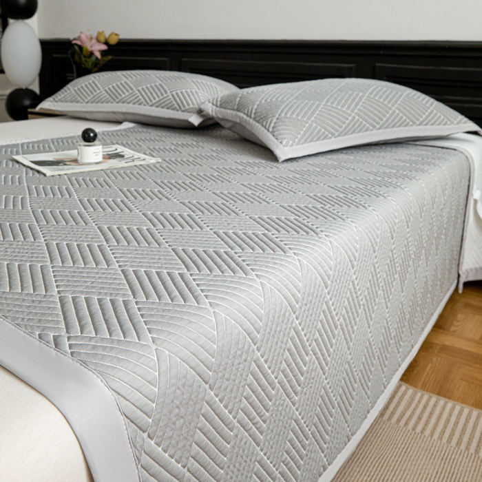 91家纺网 家纺一手货源 找家纺 欧邦 2025新款外贸热销加厚菱形Pe中分子凉感豆豆软席 菱形-穆尼灰 床席款