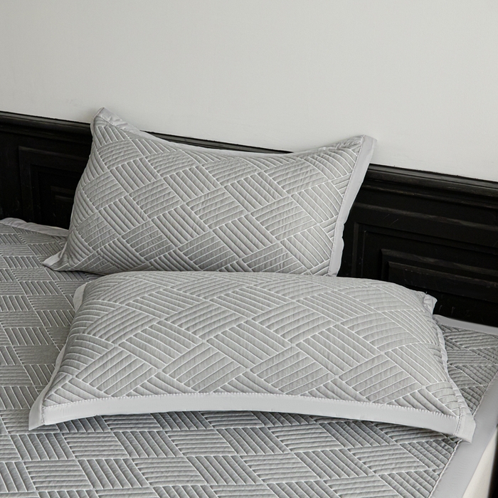 91家纺网 家纺一手货源 找家纺 欧邦 2025新款外贸热销加厚菱形Pe中分子凉感豆豆软席 菱形-穆尼灰 床席款