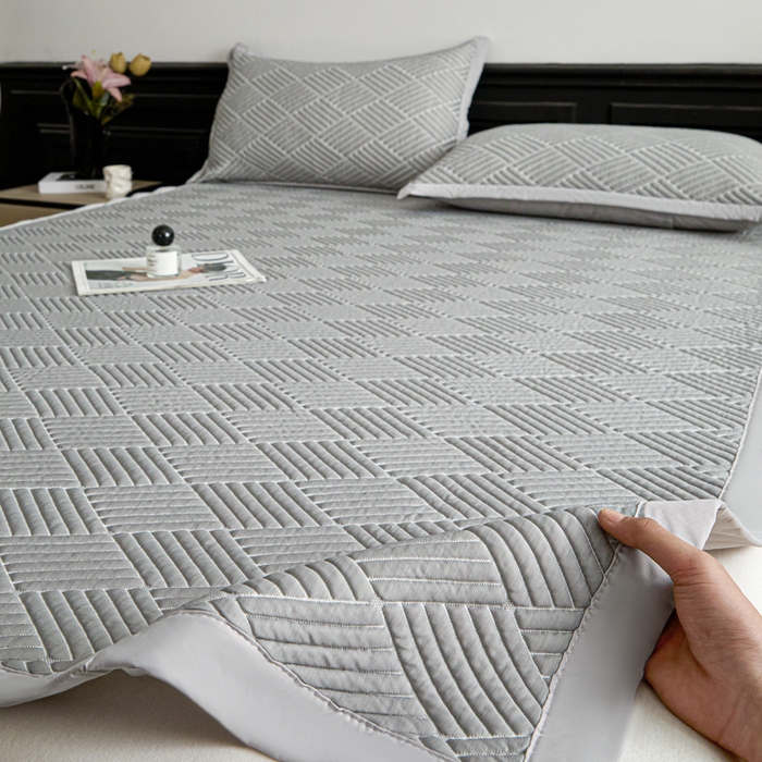 91家纺网 家纺一手货源 找家纺 欧邦 2025新款外贸热销加厚菱形Pe中分子凉感豆豆软席 菱形-穆尼灰 床席款