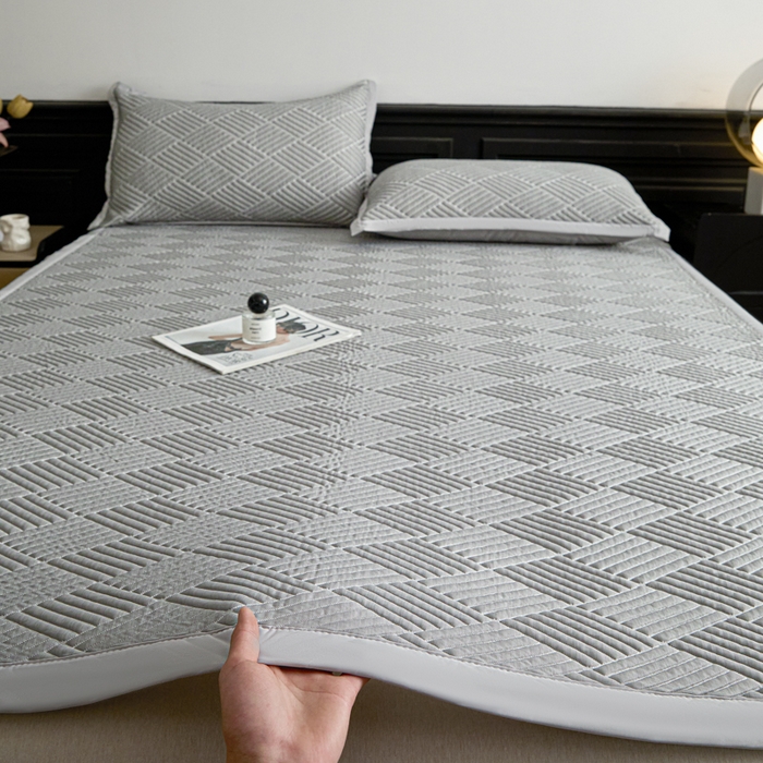 91家纺网 家纺一手货源 找家纺 欧邦 2025新款外贸热销加厚菱形Pe中分子凉感豆豆软席 菱形-穆尼灰 床席款
