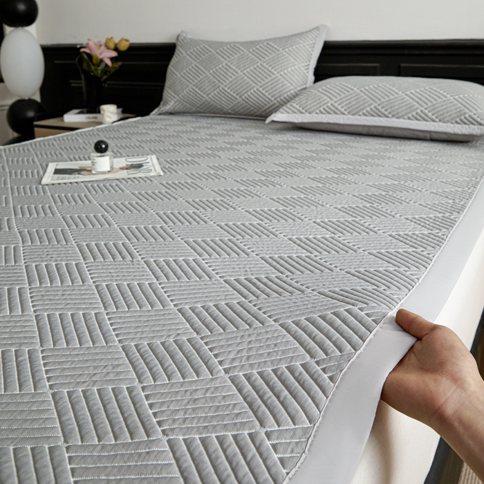 91家纺网 家纺一手货源 找家纺 欧邦 2025新款外贸热销加厚菱形Pe中分子凉感豆豆软席 菱形-穆尼灰 床席款