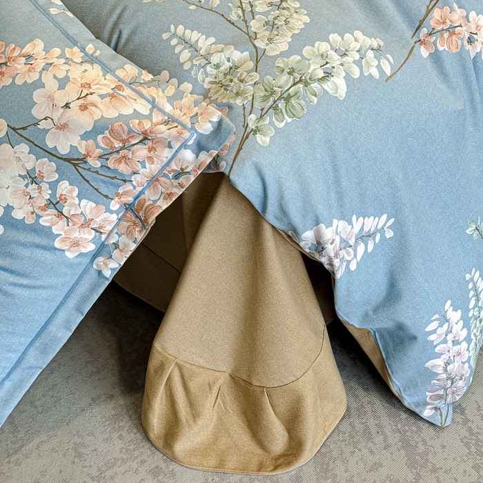 91家纺网 家纺一手货源 找家纺 曲之慕 2025直播爆款纯棉磨毛 高克重加厚全棉磨毛印花四件套 明日晴天-蓝