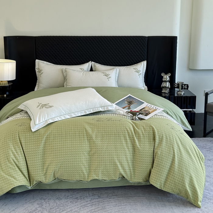 91家纺网 家纺一手货源 找家纺 曲之慕 2025直播爆款纯棉磨毛 高克重加厚全棉磨毛印花四件套 温妮莎-绿