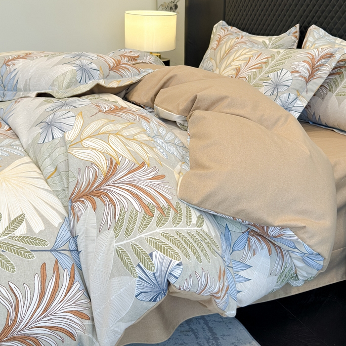 91家纺网 家纺一手货源 找家纺 曲之慕 2025直播爆款纯棉磨毛 高克重加厚全棉磨毛印花四件套 夜影-咖