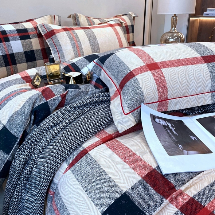 91家纺网 家纺一手货源 找家纺 曲之慕 2025直播爆款纯棉磨毛 高克重加厚全棉磨毛印花四件套 宝利格