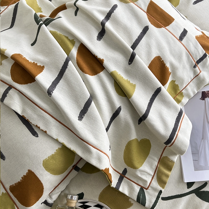 91家纺网 家纺一手货源 找家纺 曲之慕 2025直播爆款纯棉磨毛 高克重加厚全棉磨毛印花四件套 花开半夏