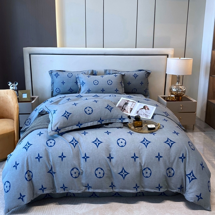 曲之慕 2025直播爆款纯棉磨毛 高克重加厚全棉磨毛印花四件套 路易斯