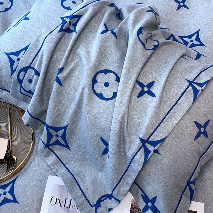 91家纺网 家纺一手货源 找家纺 曲之慕 2025直播爆款纯棉磨毛 高克重加厚全棉磨毛印花四件套 路易斯