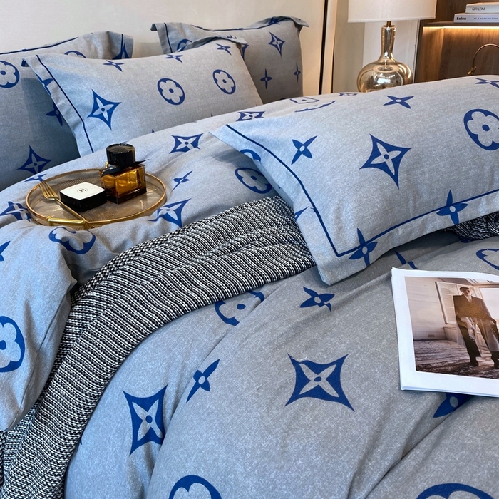 91家纺网 家纺一手货源 找家纺 曲之慕 2025直播爆款纯棉磨毛 高克重加厚全棉磨毛印花四件套 路易斯