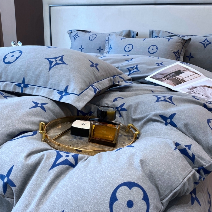 91家纺网 家纺一手货源 找家纺 曲之慕 2025直播爆款纯棉磨毛 高克重加厚全棉磨毛印花四件套 路易斯