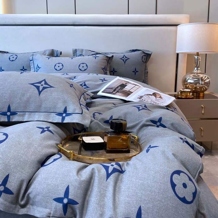 91家纺网 家纺一手货源 找家纺 曲之慕 2025直播爆款纯棉磨毛 高克重加厚全棉磨毛印花四件套 路易斯