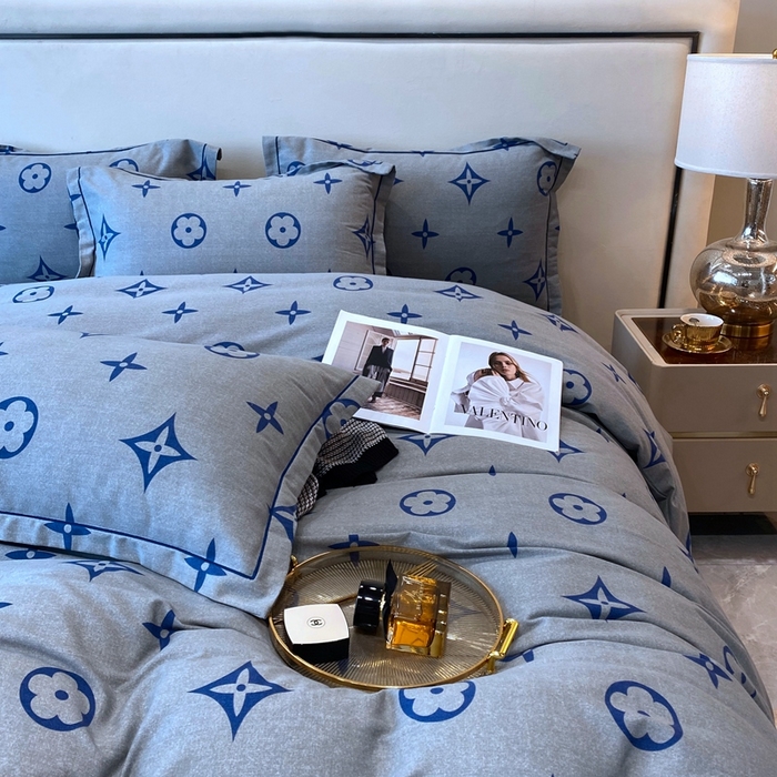 91家纺网 家纺一手货源 找家纺 曲之慕 2025直播爆款纯棉磨毛 高克重加厚全棉磨毛印花四件套 路易斯