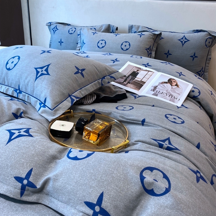 91家纺网 家纺一手货源 找家纺 曲之慕 2025直播爆款纯棉磨毛 高克重加厚全棉磨毛印花四件套 路易斯