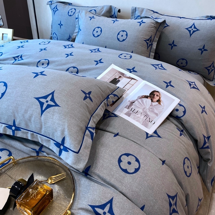 91家纺网 家纺一手货源 找家纺 曲之慕 2025直播爆款纯棉磨毛 高克重加厚全棉磨毛印花四件套 路易斯