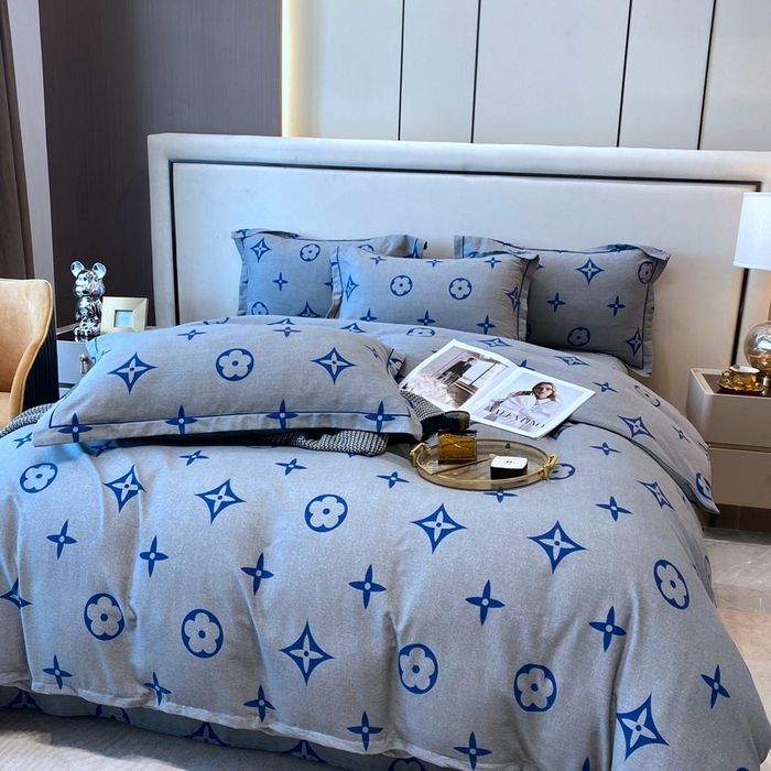 91家纺网 家纺一手货源 找家纺 曲之慕 2025直播爆款纯棉磨毛 高克重加厚全棉磨毛印花四件套 路易斯