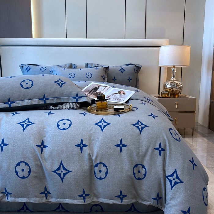 91家纺网 家纺一手货源 找家纺 曲之慕 2025直播爆款纯棉磨毛 高克重加厚全棉磨毛印花四件套 路易斯